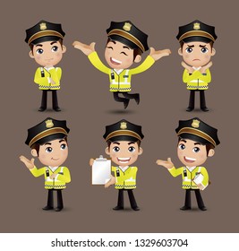 Profession - policeman with different poses