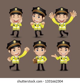 Profession - policeman with different poses