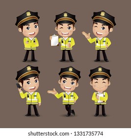 Profession - policeman with different poses