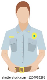 Profession policeman in uniform on white background