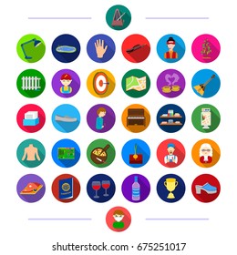 profession, restaurant, business and other web icon in flat style. education, music, vegetables icons in set collection.