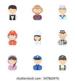 Profession set icons in cartoon style. Big collection of profession vector symbol stock illustration