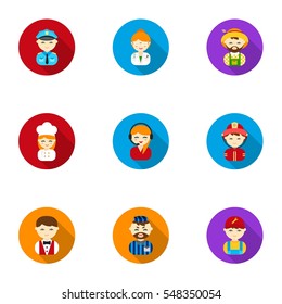 Profession set icons in flat style. Big collection of profession vector symbol stock illustration