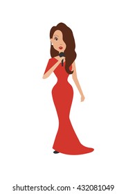 Profession: singer is a woman. Isolated on white background. Vector illustration.