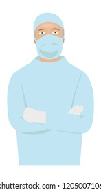 Profession surgeon in uniform isolated on white background