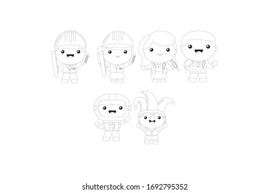 Profession Vector Outline Design Illustration Bundle