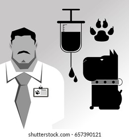 Profession veterinarian. Vector illustration in a flat style
