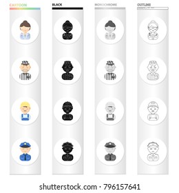 Profession, vocation, hobby and other web icon in cartoon style.Policeman, badge, textiles, icons in set collection.