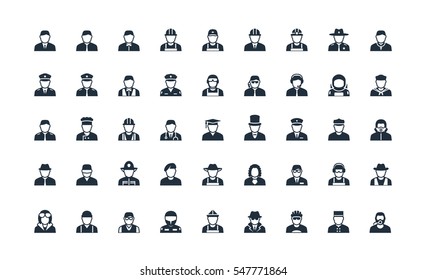 Profession and work avatars vector icon set