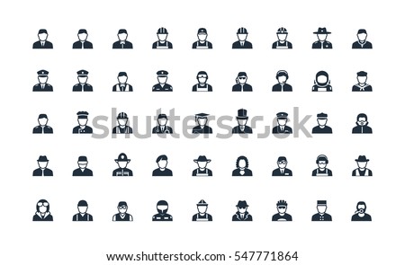 Profession and work avatars vector icon set