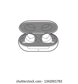 Professional 2019 wireless earbud Vector / Line Drawing - Icon, earphone, headphone, music