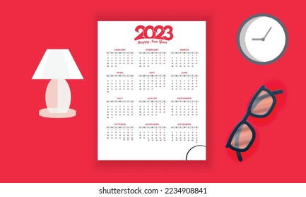  Professional 2023 calendar template design , calendar design with mock-up  nice background design , typographer design 
