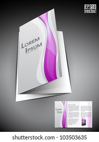 Professional 3D business flyer template or corporate brochure or cover design on pink and grey wave pattern with inner pages for publishing, print and presentation.EPS 10.