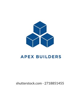 Logotipo arquitetônico 3d cube profissional, identidade da empresa construtores de ápice, símbolo de construção de bloco geométrico.