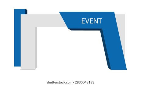 Professional 3D exhibition Gate vector with minimalist blue design for event entrances and conferences.