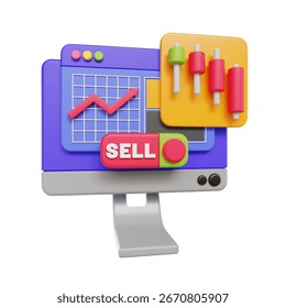 Profesional 3D plataforma de negociación de acciones con datos de mercado. Perfecto para App comerciales, software financiero, plataformas de corredores. Diseño gráfico de Vector de alta calidad.