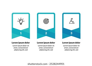 Profissional 3-Step Cronograma Infográfico - Limpar design de vetor para apresentações