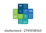 Professional 4 Options Square with Numbering for integrated business solutions. Vector illustration.
