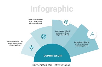 Profesional Plantilla de diseño de infografía de 4 pasos para el crecimiento empresarial, la planificación de flujos de trabajo y la presentación de marketing en estilo de Vector limpio
