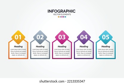 Professional 5 options Horizontal Infographic with icon 5 options processes