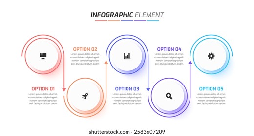 Professional 5 Options Infographic with Icon 5 Options Processes