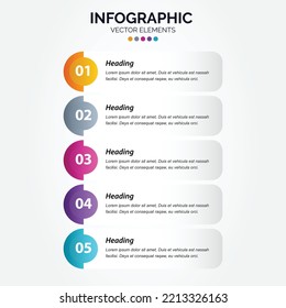 Professionelle 5 Optionen Vertikale Infografik mit Icon 5 Optionen Prozesse