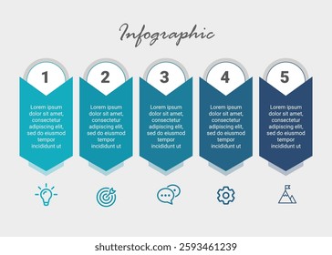 Professional 5-Step Process Infographic, Visual Workflow, Business Diagram, Flow Chart, Step Process Infographic, Presentation Slide