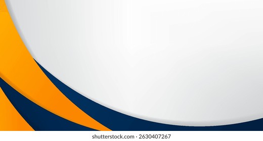 Professional abstract background with curved shapes in white, navy blue, and orange. modern trendy design in Vector Illustration