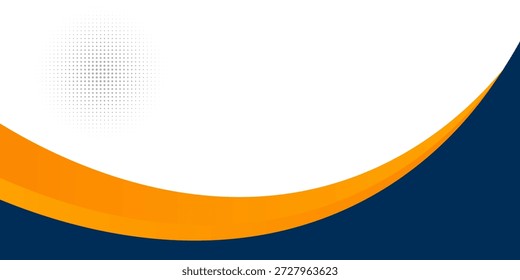 Professional abstract background with curved shapes in white, navy blue, and orange. modern trendy design in Vector Illustration