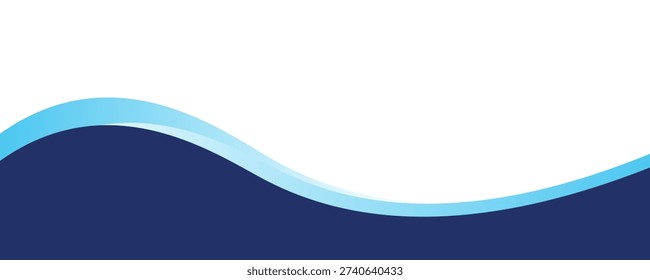 Professional abstract background featuring flowing blue and navy waves on a clean white space. This elegant curved design is perfect for corporate business banners, financial presentation footers, brochure headers, and official company stationery.