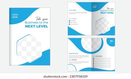 Professional abstract bi-fold business brochure design vector template