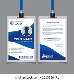 Professional Abstract Blue Wave Modern Id Card Design Template Vector Image