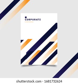 Professional Abstract blue yellow mixed clean and fresh annual business report cover page design