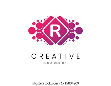 Professional and Abstract Colorful creative R Letter Logo Design Template for your Brand or business.Vector and illustration. 