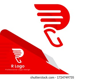 Professional Abstract Colorful creative R letter logo design template for your Brand or business .Red origami logo.Vector and illustration.