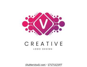 Professional and Abstract Colorful creative V Letter Logo Design Template for your Brand or business.Vector and illustration.