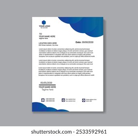 Professional Abstract Modelo corporativo Letterhead Design para publicidade Layout de perfil da empresa, Design Letterhead Simples, e Clean Print-ready com vermelho, 