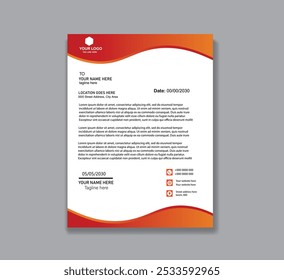 Professional Abstract Modelo corporativo Letterhead Design para publicidade Layout de perfil da empresa, Design Letterhead Simples, e Clean Print-ready com vermelho, 