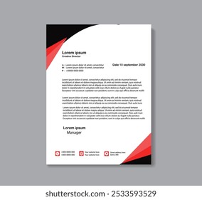 Professional Abstract corporate Letterhead template Design for Advertising Company Profile Layout, Letterhead Design Simple, And Clean Print-ready with Red, Orange and blue CMYK Color 20