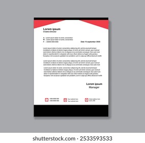 Professional Abstract corporate Letterhead template Design for Advertising Company Profile Layout, Letterhead Design Simple, And Clean Print-ready with Red, Orange and blue CMYK Color 20