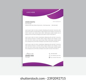 professional and abstract creative latter head design set a4 size and unique shape colorful style design.