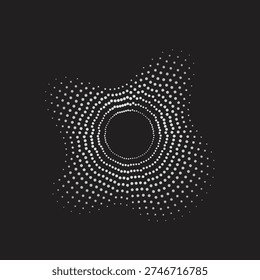 Professional abstract icon depicting a dynamic circular data chart. The halftone dot pattern creats Sound wave, Music icon, Audio beat symble, the rhythm of Stock market. Ideal for Financial reports, invesment blogs and Data driven corporate presentations.
