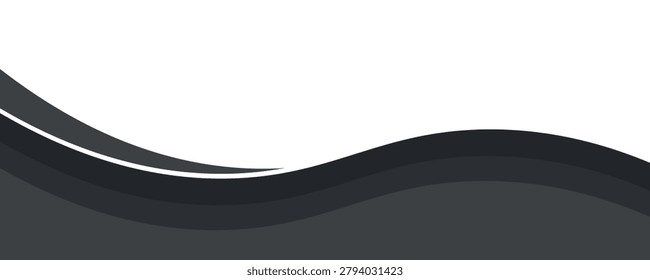 Professional abstract layout with smooth monochrome curves for header and footer decoration.