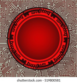 Professional abstract technological frame of red, gray and black shades. Digital technology and engineering concept design