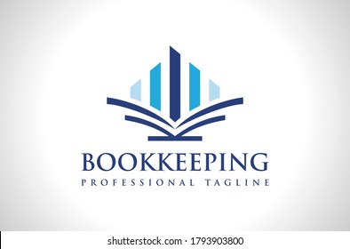 Professional Accounting Bookkeeping Logo Design Vector Icon Illustration.