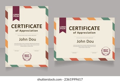 Professional achievements certificates design template set. Vector diploma with customized copyspace and borders. Printable document for awards and recognition. Calibri, Myriad Pro fonts used