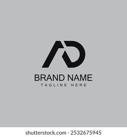 Modelo profissional de símbolo de vetor de ícone de design de logotipo de letra AD.
