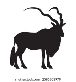 Professional Addax Silhouette with Sharp Details for Printing - Addax Vector - Addax Illustration