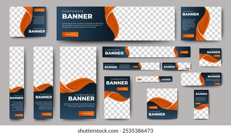 Professional ads banner template set design. Business web banner layout for cover, flyer, social media, background, poster, card. vector