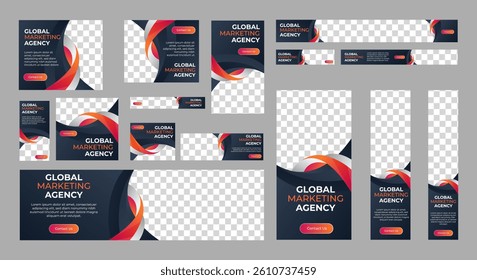 Professional ads banner template set design. Business web banner layout for cover, flyer, social media, background, poster, card. vector